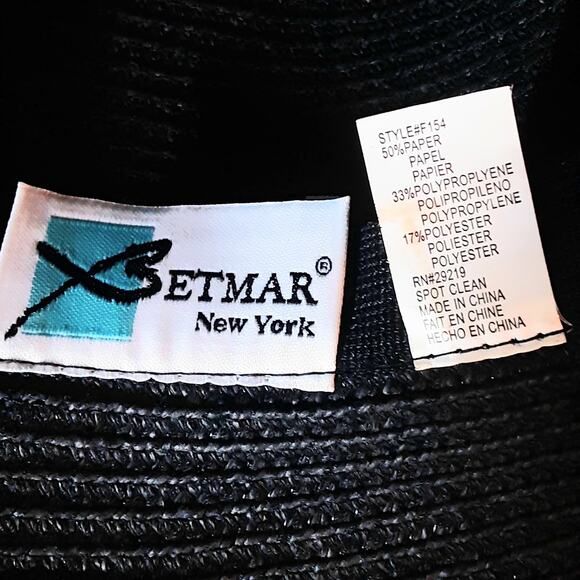 Betmar New York Womens Kettle Brim Paper Sun Hat Off-Black Large Size - Picture 7 of 7